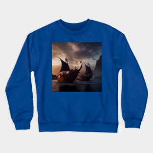 Viking Raiders on Longships Crewneck Sweatshirt